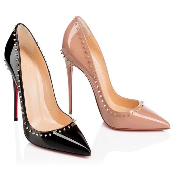 new fashion women dress shoes red bottoms high heels 12cm so kate pink black pointed toe patent leather with studded sp t4
new fashion women dress shoes red bottoms high heels 12cm so kate pink black pointed toe patent leather with studded sp t4