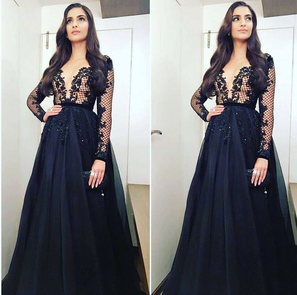 dark blue long sleeves evening mother of the bride dresses long deep v neck applique lace prom party celebrity dress, Black;red
dark blue long sleeves evening mother of the bride dresses long deep v neck applique lace prom party celebrity dress, Black;red