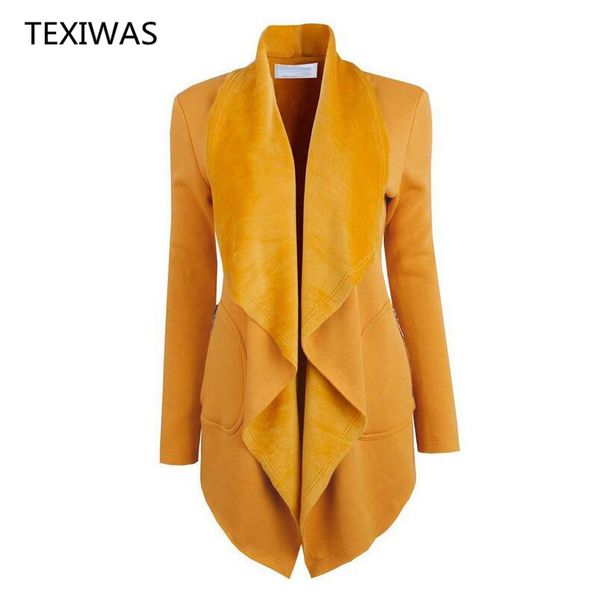 texiwas autumn pocket cardigan long lapel irregular ruffle coat vogue knit patchwork thicken trench women warm outerwear, Tan;black
texiwas autumn pocket cardigan long lapel irregular ruffle coat vogue knit patchwork thicken trench women warm outerwear, Tan;black