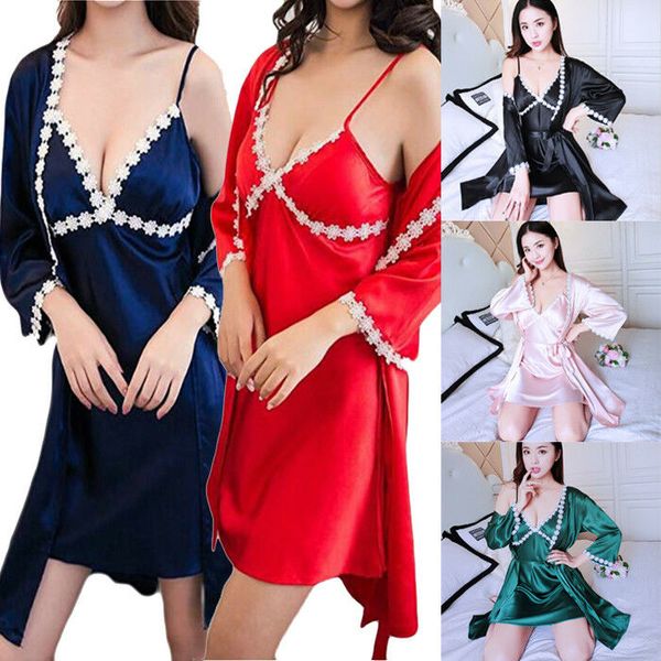 women's lady lingerie robe ice silk dress pajamas nightdress nightgown sleepwear robe & gown sets 6colors, Black;red
women's lady lingerie robe ice silk dress pajamas nightdress nightgown sleepwear robe & gown sets 6colors, Black;red