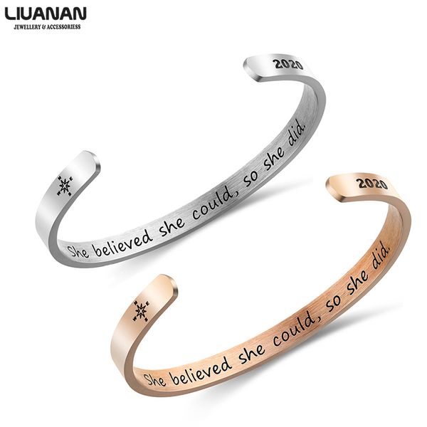 2020 graduation women's bracelet bangle for girl friends stainless steel gift she believed she could so did, Black
2020 graduation women's bracelet bangle for girl friends stainless steel gift she believed she could so did, Black