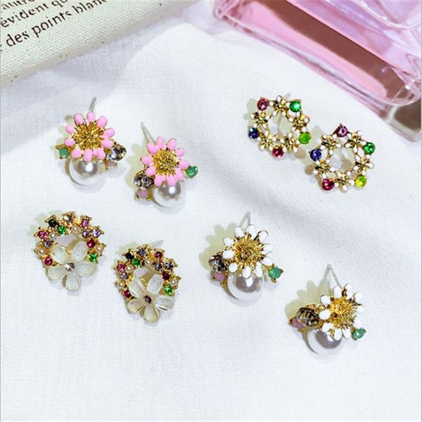 designer jewelry 925 sterling silver flower girl stud earrings women, diamond drop oil painted flowers gold stud earrings wedding gift, White
designer jewelry 925 sterling silver flower girl stud earrings women, diamond drop oil painted flowers gold stud earrings wedding gift, White