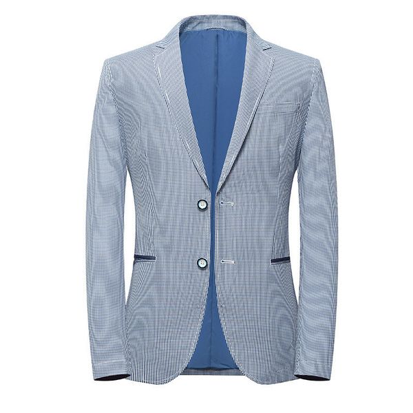 men's suits & blazers spring slim jacket suit blazer blue checked single-breasted business casual, White;black
men's suits & blazers spring slim jacket suit blazer blue checked single-breasted business casual, White;black