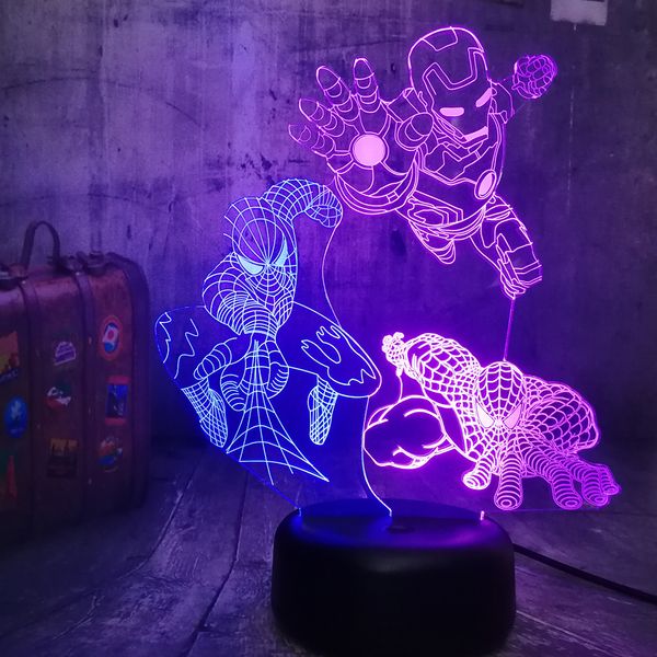 marvel movie double colors iron man and spider-man 3d lamp awesome gist for kids for bedside decorative led night light lamp
marvel movie double colors iron man and spider-man 3d lamp awesome gist for kids for bedside decorative led night light lamp