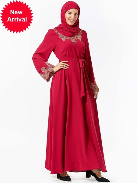 mc209335 9336 comfortable arabian women's dress embroidered belt muslim (no headscarf) black dubai abaya long muculmano, Red
mc209335 9336 comfortable arabian women's dress embroidered belt muslim (no headscarf) black dubai abaya long muculmano, Red
