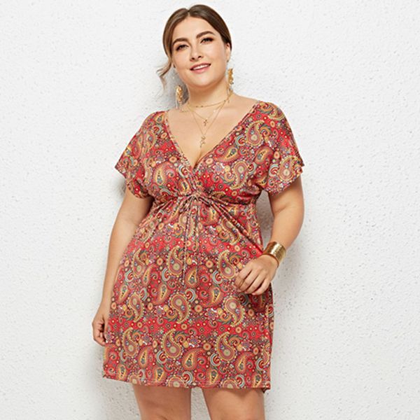 big size 2019 summer casual beach dresses women print dress v-neck short sleeve loose large size dress plus vestidos, Black;gray
big size 2019 summer casual beach dresses women print dress v-neck short sleeve loose large size dress plus vestidos, Black;gray