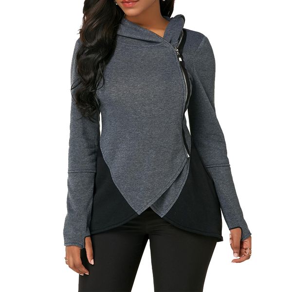lortalen autumn plus size women hoodie long sleeve hooded side zipper contrast color patchwork casual pullover irregular, Black
lortalen autumn plus size women hoodie long sleeve hooded side zipper contrast color patchwork casual pullover irregular, Black