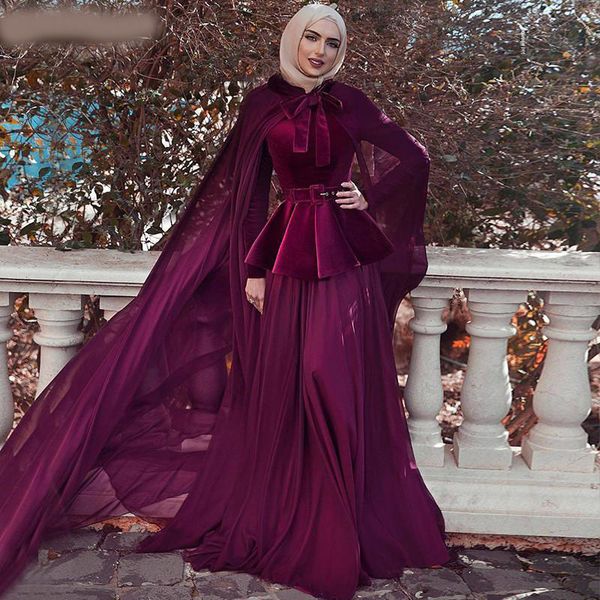muslim wine red long sleeves prom dresses 2020 high neck long shawl sashs a-line evening gown simple fromal party dresses, Black
muslim wine red long sleeves prom dresses 2020 high neck long shawl sashs a-line evening gown simple fromal party dresses, Black