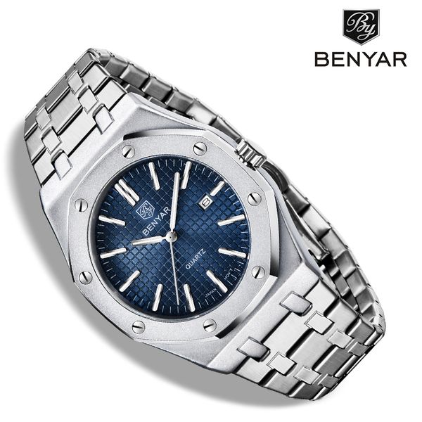 benyar new men's watches quartz business clock men all steel wrist watch men waterproof watch relogio masculino, Slivery;brown
benyar new men's watches quartz business clock men all steel wrist watch men waterproof watch relogio masculino, Slivery;brown