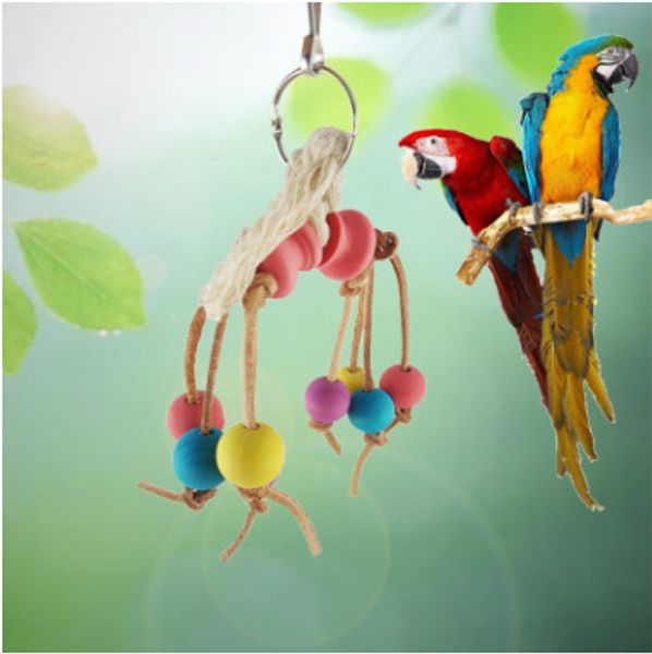 parrot toy bird feeder supplies cowhide rope beads / gnaw toys chicken cage cockatiel