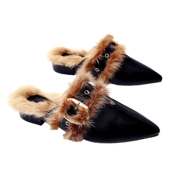 pointed toe slip on slippers women buckle women mules fur slides shoes genuine leather autum spring red slippers causal flats, Black
pointed toe slip on slippers women buckle women mules fur slides shoes genuine leather autum spring red slippers causal flats, Black