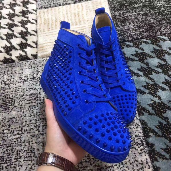 luxury pairs blue suede leather with spikes sneakers men,women high-red bottom shoes exclusive party/wedding/dress, Black
luxury pairs blue suede leather with spikes sneakers men,women high-red bottom shoes exclusive party/wedding/dress, Black