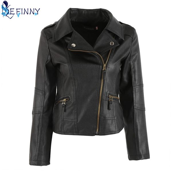women leather windproof full sleeve cool motorcycle zipper turn-down collar punk coat biker jacket outwear, Black
women leather windproof full sleeve cool motorcycle zipper turn-down collar punk coat biker jacket outwear, Black
