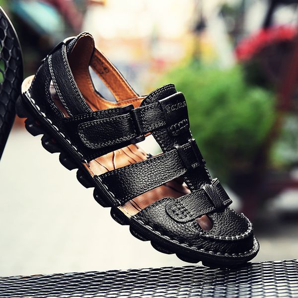 non-slip 2020 mens summer breathable sandals genuine leather beach shoes men's casual comfortable slippers man flat size 38-48, Black
non-slip 2020 mens summer breathable sandals genuine leather beach shoes men's casual comfortable slippers man flat size 38-48, Black
