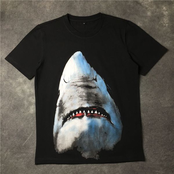 shark printed designer tshirts summer male female striped crew neck short sleeve tops solid color tees, White;black
shark printed designer tshirts summer male female striped crew neck short sleeve tops solid color tees, White;black
