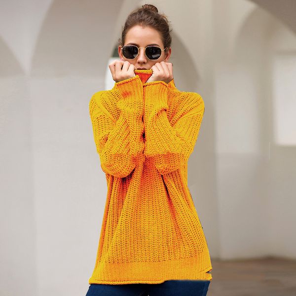 tyhru autumn winter women solid color high collar long sleeve pullovers simple thin female open work loose sweaters, White;black
tyhru autumn winter women solid color high collar long sleeve pullovers simple thin female open work loose sweaters, White;black