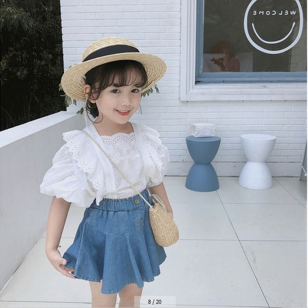 2020 girls lace hollow lace shirt small flying sleeve children's cute sweet all-match shirt, White;black
2020 girls lace hollow lace shirt small flying sleeve children's cute sweet all-match shirt, White;black
