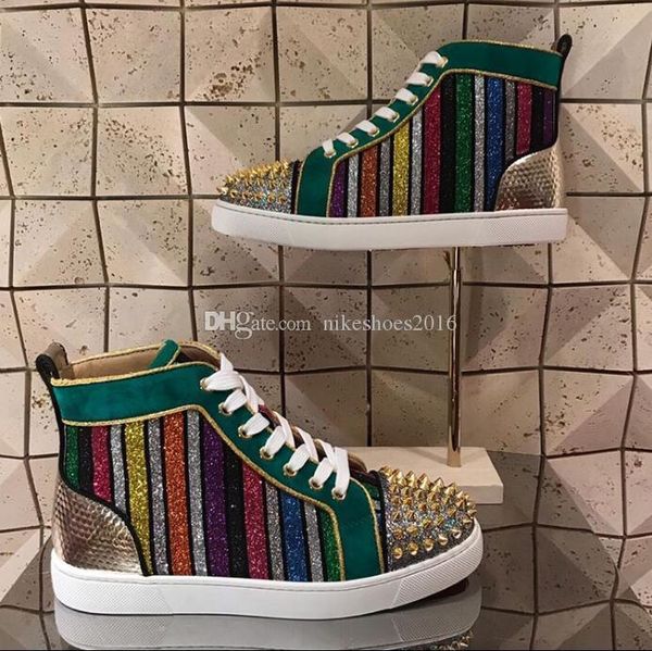 brilliant rainbow glitter sneakers with spikes red bottom shoes for women,men fashion style wedding dress comfort casual walking, Black
brilliant rainbow glitter sneakers with spikes red bottom shoes for women,men fashion style wedding dress comfort casual walking, Black