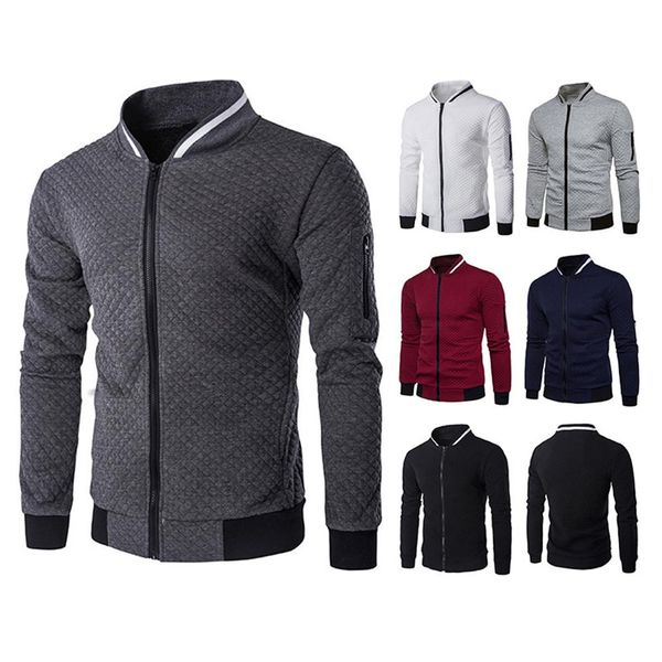men jackets fashion quilted solid color stand collar long sleeve zip closure jacket coat, Black;brown
men jackets fashion quilted solid color stand collar long sleeve zip closure jacket coat, Black;brown