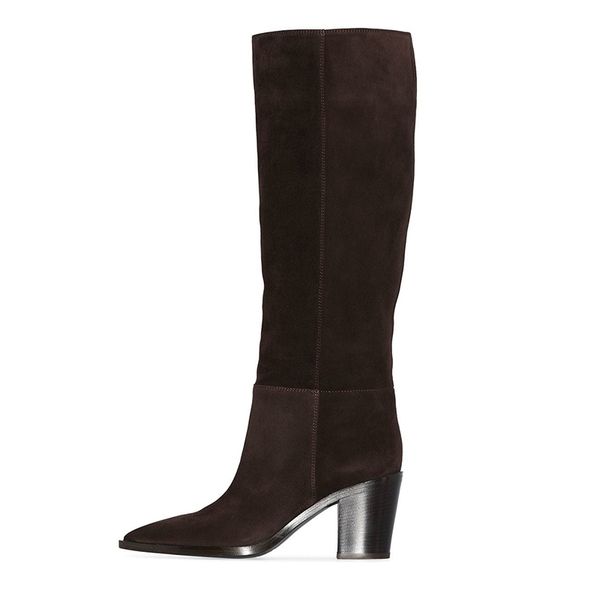 fashion block heel boots winter knee high suede pointed toe boots big size slip on long heeled cm shoes, Black
fashion block heel boots winter knee high suede pointed toe boots big size slip on long heeled cm shoes, Black