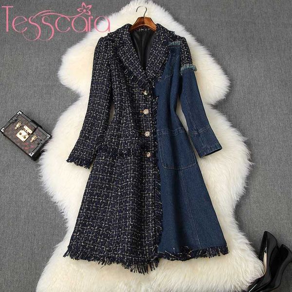 women's wool & blends tesscara women runway designer long denim blazer jacket coat vintage blend cocktail party outerwear coats, Black
women's wool & blends tesscara women runway designer long denim blazer jacket coat vintage blend cocktail party outerwear coats, Black