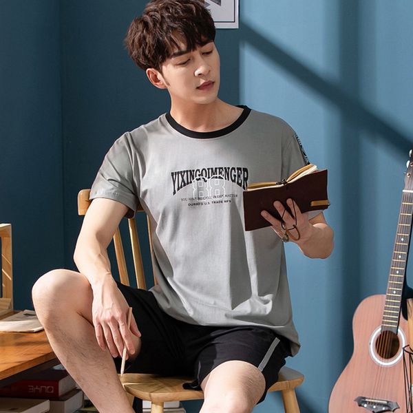 good quality men's pajamas set summer cotton short sleeve trousers set pajamas korean casual loose home wear men sleepwear, Black;brown
good quality men's pajamas set summer cotton short sleeve trousers set pajamas korean casual loose home wear men sleepwear, Black;brown