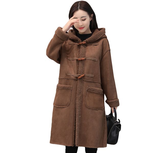 new lambs wool winter coat female long hair thickening deerskin flocking korean fashion loose coats women hoody clothing, Black
new lambs wool winter coat female long hair thickening deerskin flocking korean fashion loose coats women hoody clothing, Black