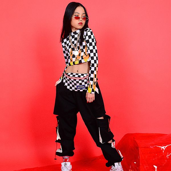 girls hip hop dance costumes flame printed plaid kids street dancing outfit children modern stage performance wear dn4620, Black;red
girls hip hop dance costumes flame printed plaid kids street dancing outfit children modern stage performance wear dn4620, Black;red