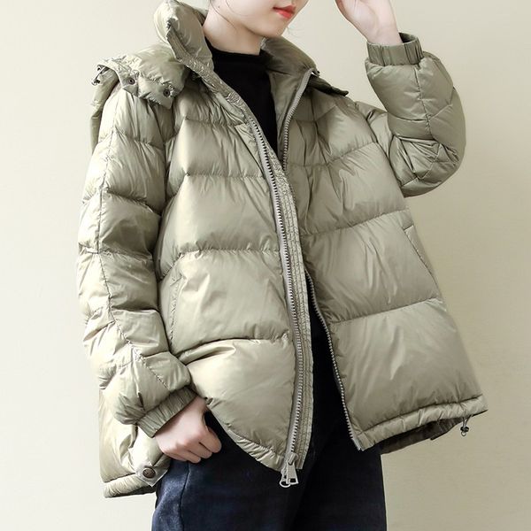 winter down coat women loose warm jackets 2019 new hooded zipper button white duck down jacket casual coat, Black
winter down coat women loose warm jackets 2019 new hooded zipper button white duck down jacket casual coat, Black