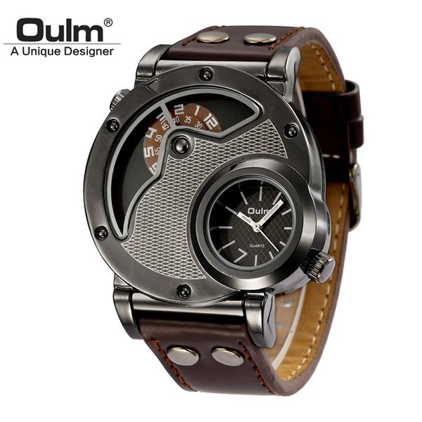 oulm 9591 men watches stainless steel case dual time pu leather quartz-watch sports men's watches, Slivery;brown
oulm 9591 men watches stainless steel case dual time pu leather quartz-watch sports men's watches, Slivery;brown