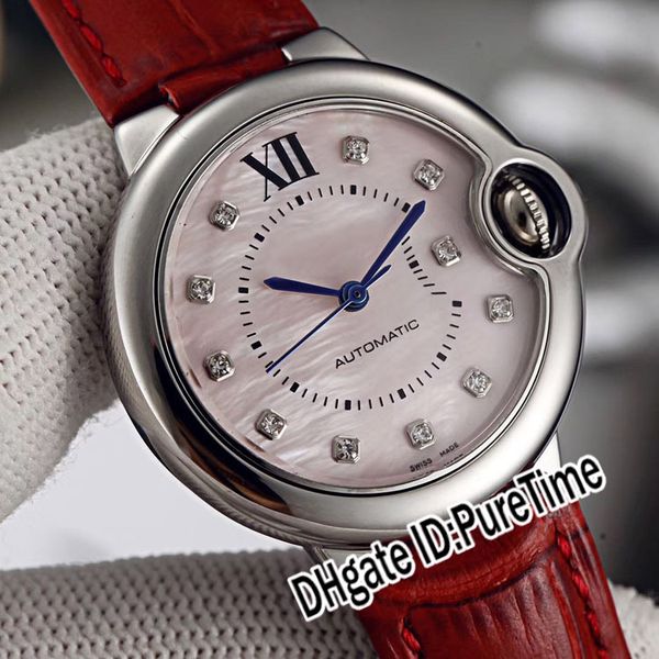 twf 33mm wjbb0010 japan nh05 automatic ladies womens watch steel case pink texture dial diamond markers red leather strap puretime g07c3, Slivery;brown
twf 33mm wjbb0010 japan nh05 automatic ladies womens watch steel case pink texture dial diamond markers red leather strap puretime g07c3, Slivery;brown