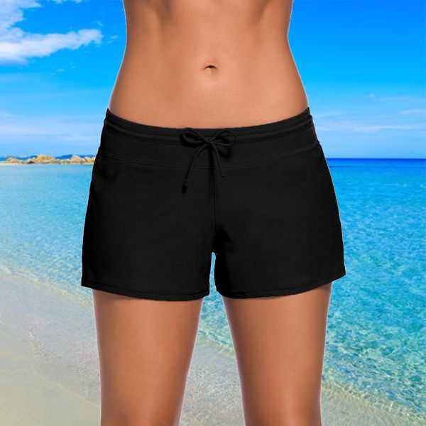 

safety women shorts trunks sports wide waistband boxer swimming beach summer swimwear surfing fashion drawstring pants