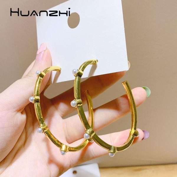 huanzhi 2019 new exaggeration big circle imitation pearls design metal fashion hoop earrings for women girls party jewelry gifts, Golden;silver
huanzhi 2019 new exaggeration big circle imitation pearls design metal fashion hoop earrings for women girls party jewelry gifts, Golden;silver