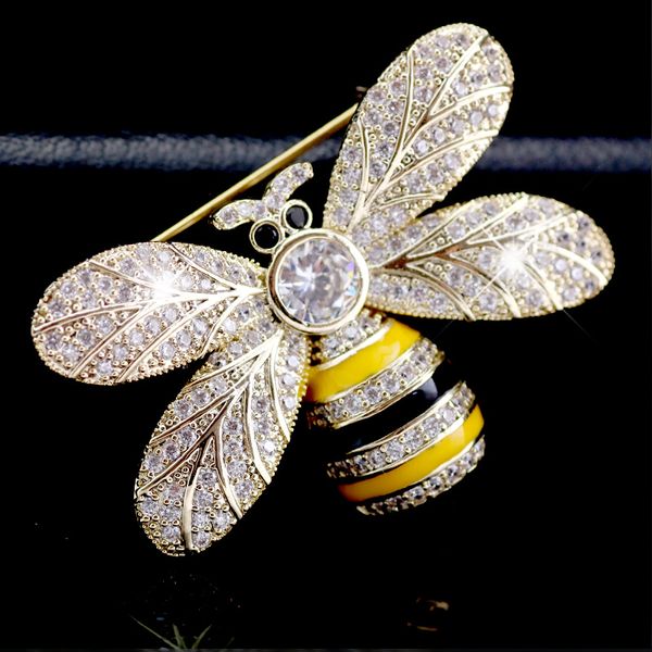 

vintage gold bug insect bee brooch pins yellow enamel pins bumble bee crystal broach pin jewellery gift embellishment brooches, Gray
