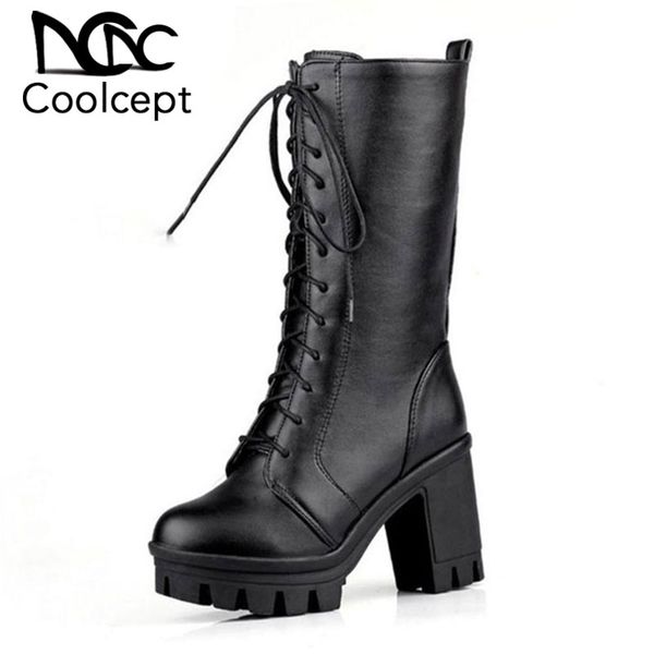 coolcept women high heel boots winter fur warm women's shoes cool lace up motorcycle boots round toe platform shoes size 34-43, Black
coolcept women high heel boots winter fur warm women's shoes cool lace up motorcycle boots round toe platform shoes size 34-43, Black