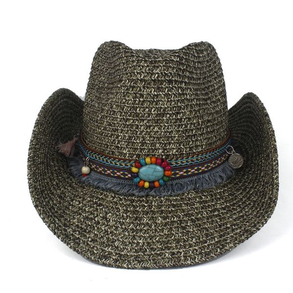 women hollow western cowboy hat lady summer straw bohemian tassel sombrero hombre beach cowgirl jazz sun hat size 56-58cm, Blue;gray
women hollow western cowboy hat lady summer straw bohemian tassel sombrero hombre beach cowgirl jazz sun hat size 56-58cm, Blue;gray