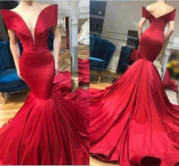 2020 red satin mermaid evening dresses off shoulder backless arabic prom gown court train speical occasion party dress, Black;red
2020 red satin mermaid evening dresses off shoulder backless arabic prom gown court train speical occasion party dress, Black;red