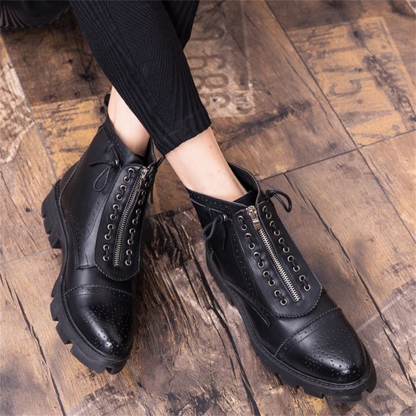 ankle boots for men's autumn retro leather boots casual leather shoes round head zipper selling 40, Black
ankle boots for men's autumn retro leather boots casual leather shoes round head zipper selling 40, Black