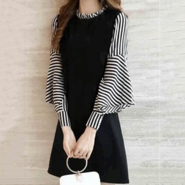 fashion women long sleeve stripe o-neck short dress elegant women clothes vestidos de verano dropshipping, Black;gray
fashion women long sleeve stripe o-neck short dress elegant women clothes vestidos de verano dropshipping, Black;gray