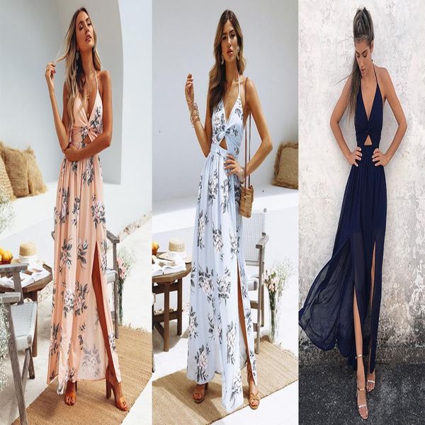 summer long bohemian backless dress ladies casual floral printed v neck dress women bandage split dresses, Black;gray
summer long bohemian backless dress ladies casual floral printed v neck dress women bandage split dresses, Black;gray