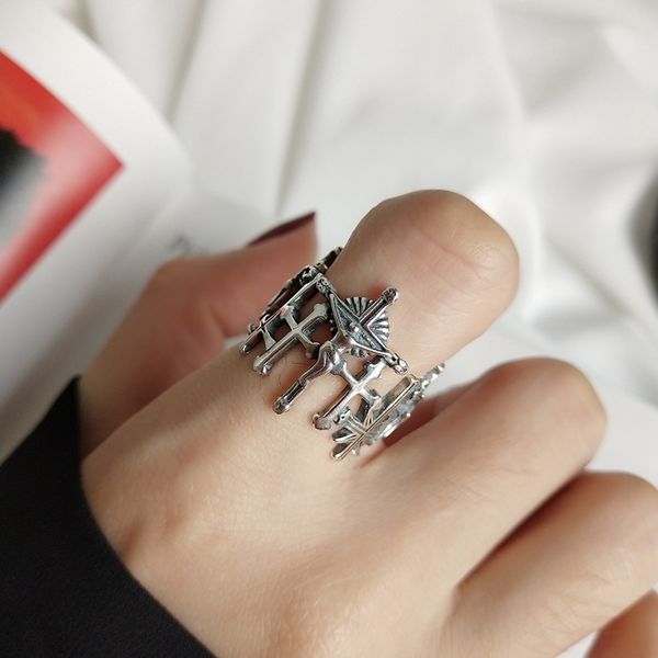 louleur 925 sterling silver new jesus cross open rings vintage match design index finger rings for women religion jewelry gift, Golden;silver
louleur 925 sterling silver new jesus cross open rings vintage match design index finger rings for women religion jewelry gift, Golden;silver