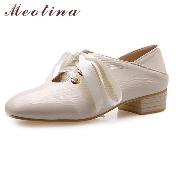 meotina high heels women shoes patent leather cutout thick heel shoes lace up square toe pumps female black white big size 33-43
meotina high heels women shoes patent leather cutout thick heel shoes lace up square toe pumps female black white big size 33-43
