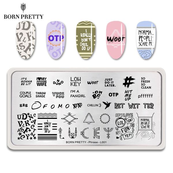 born pretty phrase letters nail stamping plate geometric pattern rectangle nail art stamp image template, White
born pretty phrase letters nail stamping plate geometric pattern rectangle nail art stamp image template, White