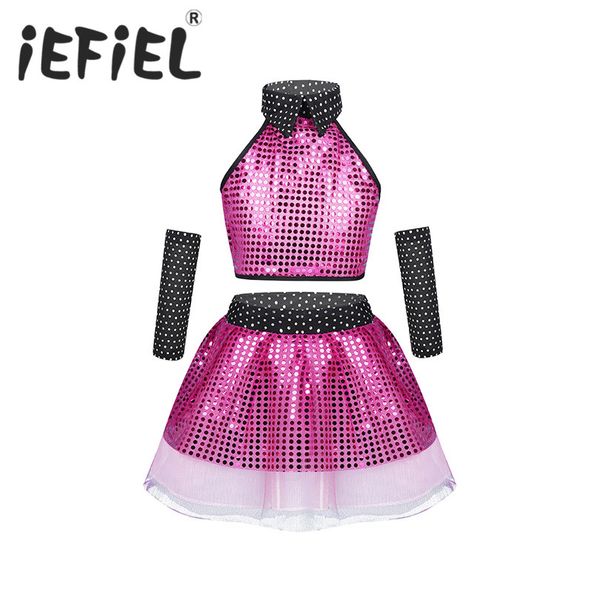 kids girls jazz waltz modern dancing ballet outfit sparkly sequins crop with mesh tutu dress and arm sleeves performance set, Black;red
kids girls jazz waltz modern dancing ballet outfit sparkly sequins crop with mesh tutu dress and arm sleeves performance set, Black;red