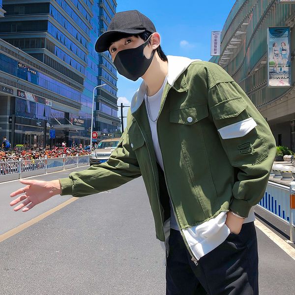 men jackets spring autumn fake two pieces patchwork denim hooded jacket causal worn hole coat outwear male plus size, Black;brown
men jackets spring autumn fake two pieces patchwork denim hooded jacket causal worn hole coat outwear male plus size, Black;brown