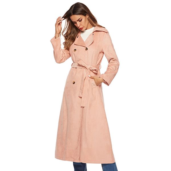 2019 new fashion autumn women's casual trench coat solid color double breasted pink mid-long outwear sashes office coat, Tan;black
2019 new fashion autumn women's casual trench coat solid color double breasted pink mid-long outwear sashes office coat, Tan;black