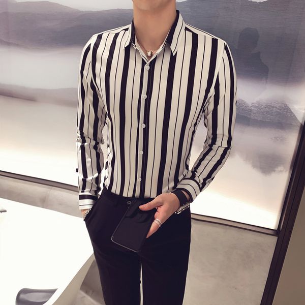 2020 spring tuxedo social shirts male clothing striped men's shirt dress business casual shirts long sleeve slim fit men shirt, White;black
2020 spring tuxedo social shirts male clothing striped men's shirt dress business casual shirts long sleeve slim fit men shirt, White;black