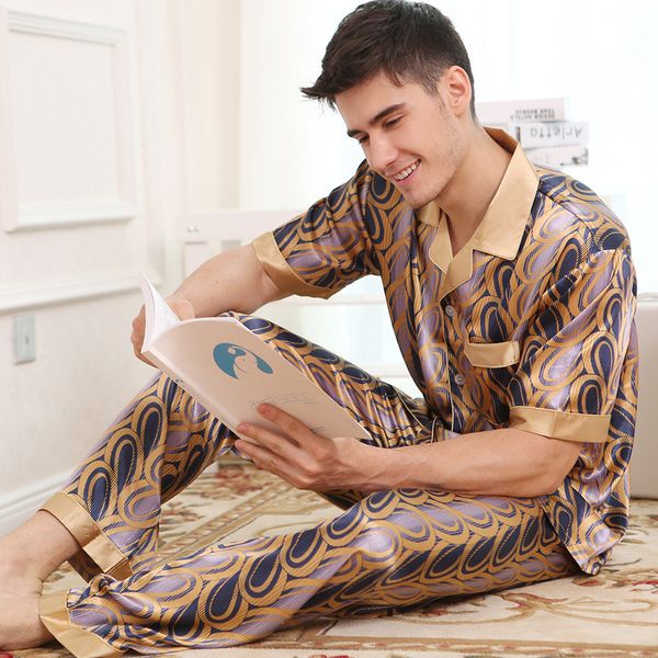 faux silk men pajamas fashion printed ice silk sleepwear male summer short-sleeve pyjama pants sets two-pieces 9001, Black;brown
faux silk men pajamas fashion printed ice silk sleepwear male summer short-sleeve pyjama pants sets two-pieces 9001, Black;brown