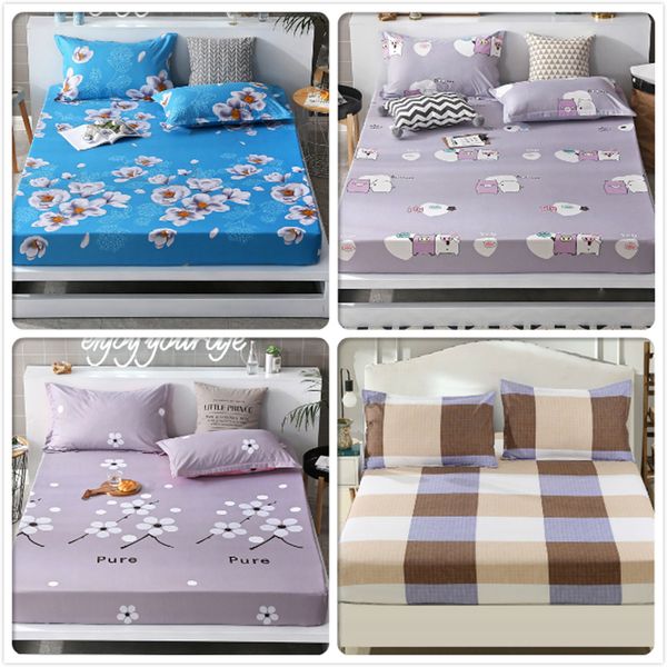 

1.2m/1.35m/1.5m/1.8m 1pcs fitted sheet mattress cover four corners with rubber elastic band kids child bed linens bedsheet