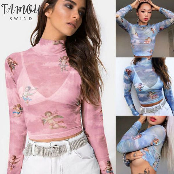 new fashion women see through sheer mesh fishnet t shirt crop cute angel printed female summer mesh, White
new fashion women see through sheer mesh fishnet t shirt crop cute angel printed female summer mesh, White